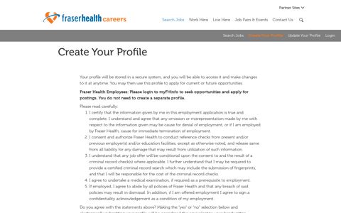 Create Your Profile - Fraser Health - Careers