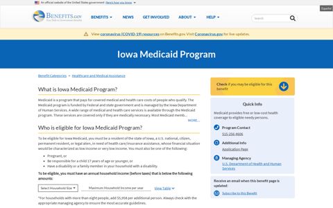 Iowa Medicaid Program | Benefits.gov