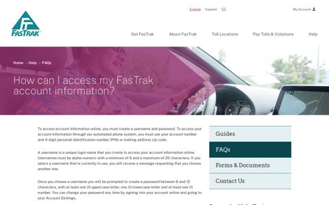 How can I access my FasTrak account information? - FasTrak