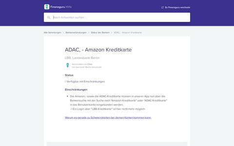 ADAC, - Amazon Kreditkarte | Finanzguru