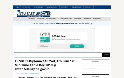 TS SBTET Diploma C18 2nd, 4th Sem 1st Mid Time Table Dec ...