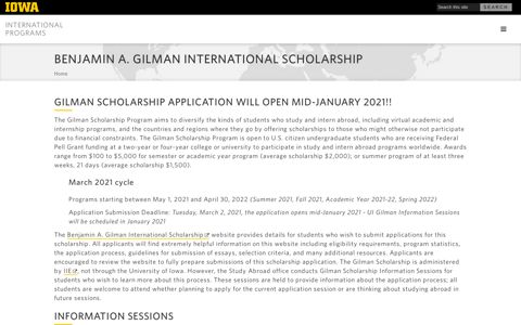Benjamin A. Gilman International Scholarship | International ...