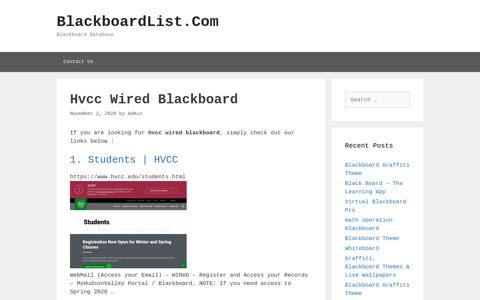 Hvcc Wired Blackboard - BlackboardList.Com
