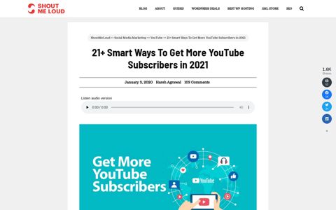 21+ Smart Ways To Get More YouTube Subscribers in 2020