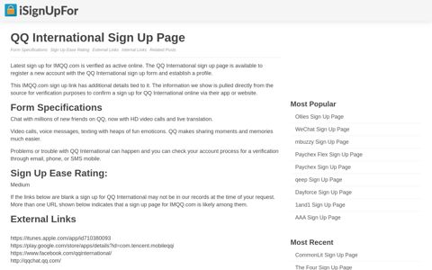 QQ International Sign Up - Register for IMQQ.com - iSignupfor