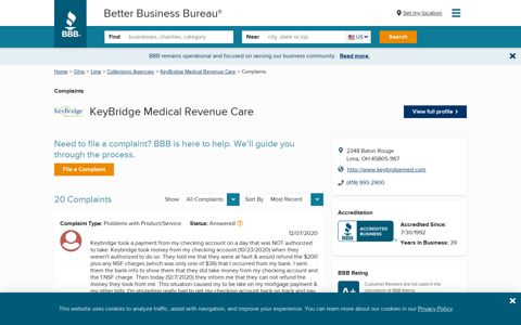 KeyBridge Medical Revenue Care | Complaints | Better ...