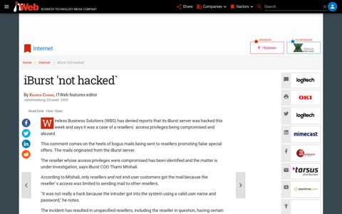 iBurst 'not hacked` | ITWeb
