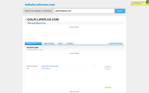 golpi.lifeplus.com at WI. Account Login - Website Informer