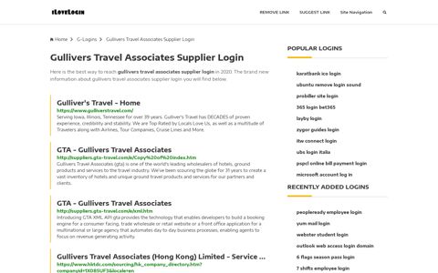 Gullivers Travel Associates Supplier Login ❤️ One Click Access
