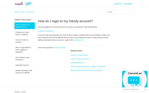 How do I login to my Handy account? – Wayfair + Handy