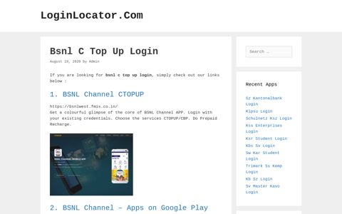 Bsnl C Top Up Login - LoginLocator.Com