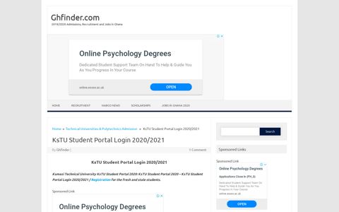 KsTU Student Portal Login 2020/2021 - Ghfinder.com