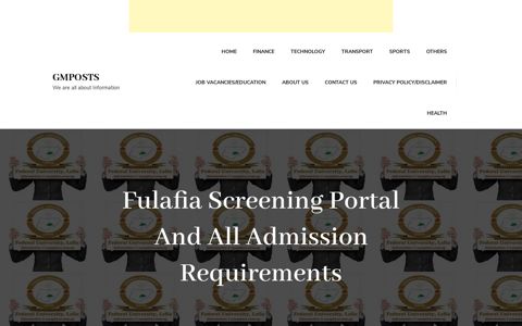 Fulafia Screening Portal And All Admission Requirements ...