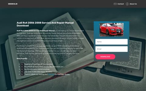Audi Rs4 2006 2008 Service And Repair Manual (ePUB/PDF)