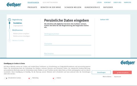 Registrierung Online-Kundenkonto | Gothaer
