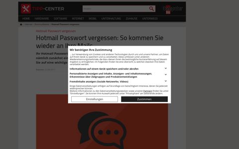 Hotmail Passwort vergessen | TippCenter