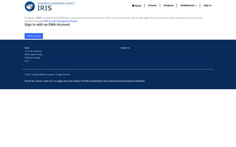 Sign in with an EMA Account - · IRIS