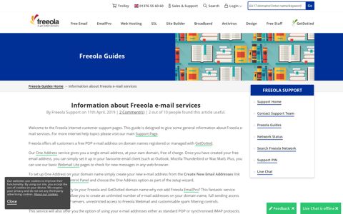 Email help & support, information about Freeola email services