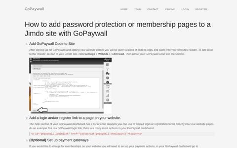 Password Protect Jimdo Site - GoPaywall
