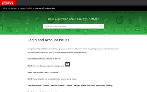 Login and Account Issues – ESPN Fan Support