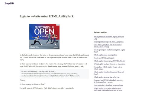 login to website using HTMLAgilityPack - BugsDB