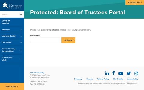 Board of Trustees Portal | Groves Academy | Minnesota