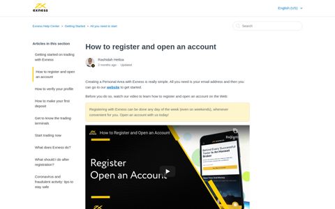 How to register and open an account – Exness Help Center