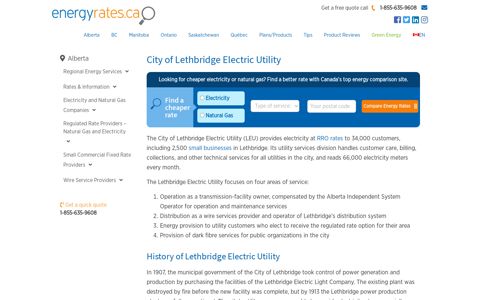 Lethbridge Electric Utility Rates & Plans - Energyrates.ca