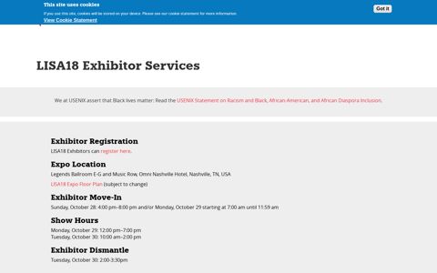 LISA18 Exhibitor Services | USENIX