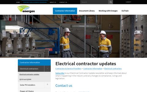 Electrical contractor updates - Energex