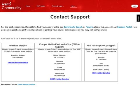 Contact Support - Ivanti Community