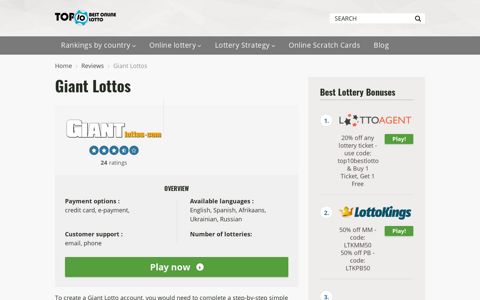 Giant Lottos - Top 10 Best Online Lotto