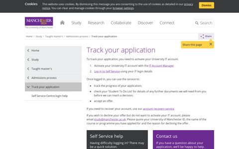 Track your master's application at The University of Manchester