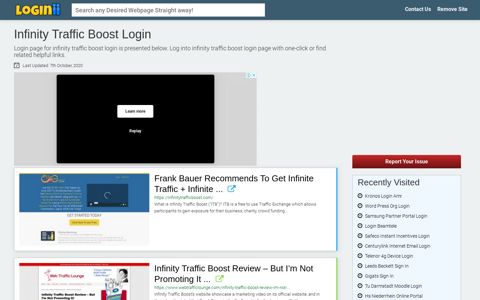 Infinity Traffic Boost Login - Loginii.com