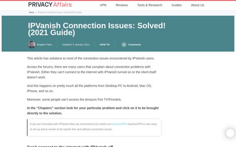 IPVanish Connection Issues: Solved! (2020 Guide ...