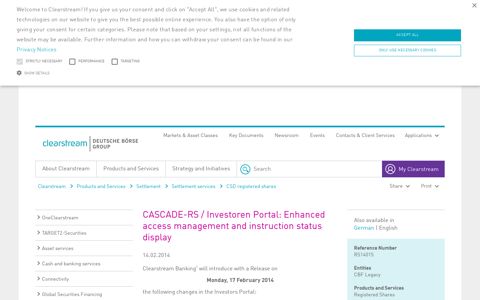 CASCADE-RS / Investoren Portal: Enhanced access ...