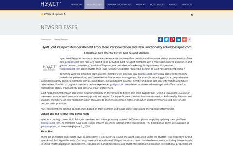 Hyatt Gold Passport Members Benefit From More ...