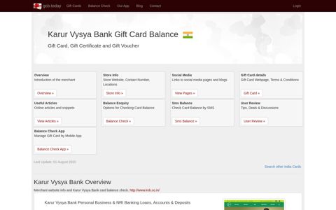 Karur Vysya Bank | Gift Card Balance Check - gcb.today
