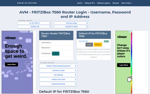 AVM - FRITZ!Box 7560 Default Login with Username ...