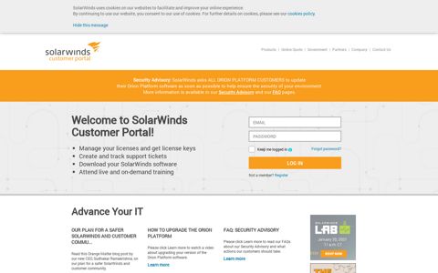 Customer Portal Login | SolarWinds