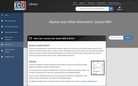 Guest WiFi - Alumni and Other Borrowers - ECU Library Guides