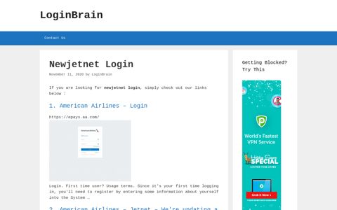 Newjetnet American Airlines - Login - LoginBrain