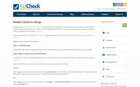 Mobile Check-in Setup - KidCheck