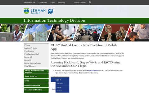 CUNY Unified Login / New Blackboard Mobile App - Lehman ...
