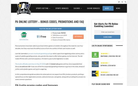 PA Online Lottery Overview, Promo Code & Bonus ... - PennBets