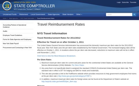 Travel Reimbursement Rates | Office of the New York State ...