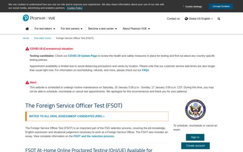 Foreign Service Officer Test (FSOT) :: Pearson VUE