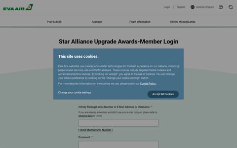Star Alliance Upgrade Awards-Member Login - EVA Air