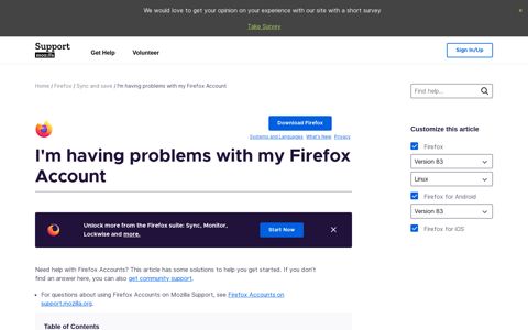 I'm having problems with my Firefox Account | Mozilla Support