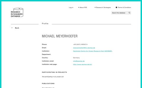 Michael Meyerhoefer - Research in Svalbard (RiS) Portal